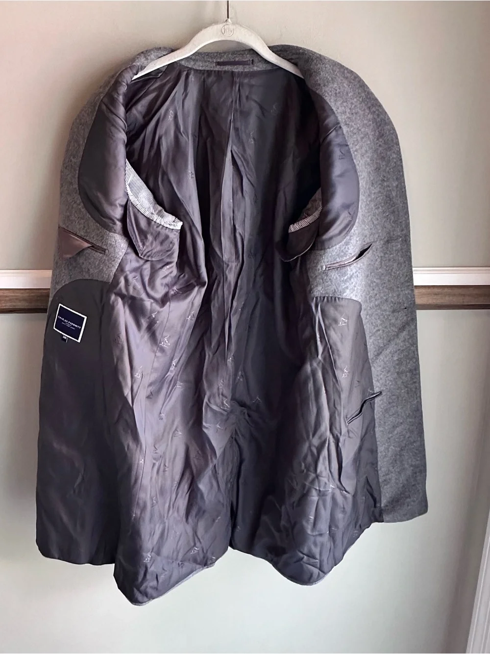 CHARLES TYRWHITT Pure Merino Wool Overcoat Light Gray